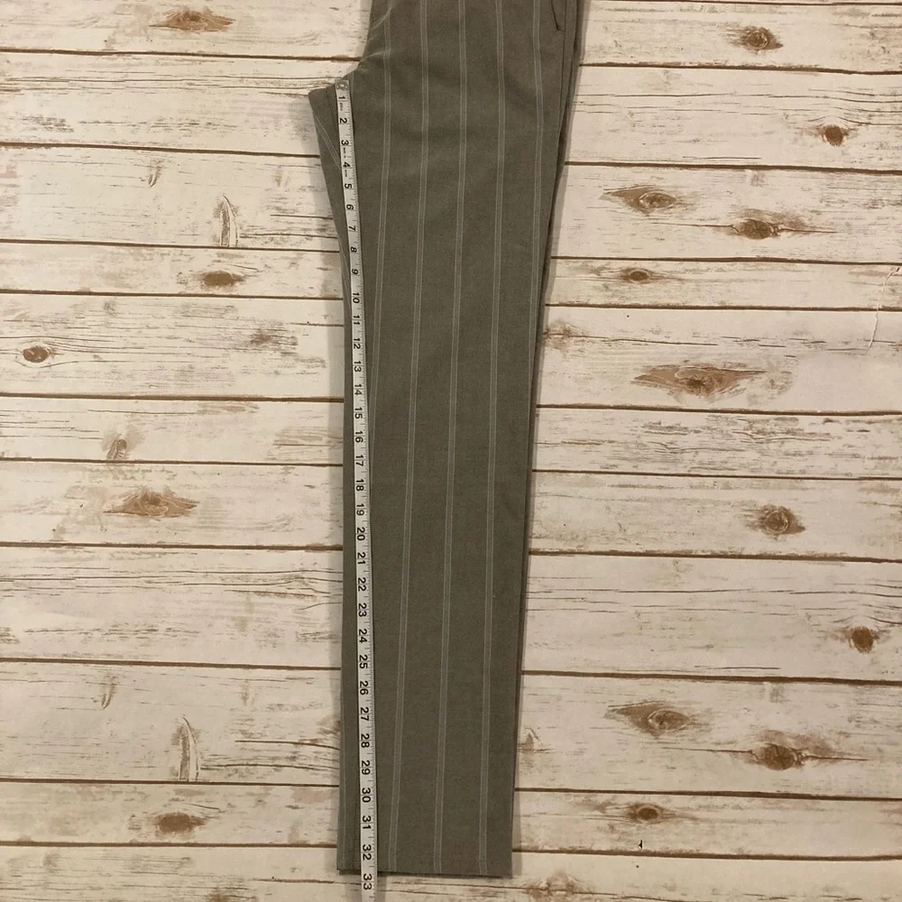 PAIGE Stafford Tapered Pinstripe Trousers Oyster Shell Size 31